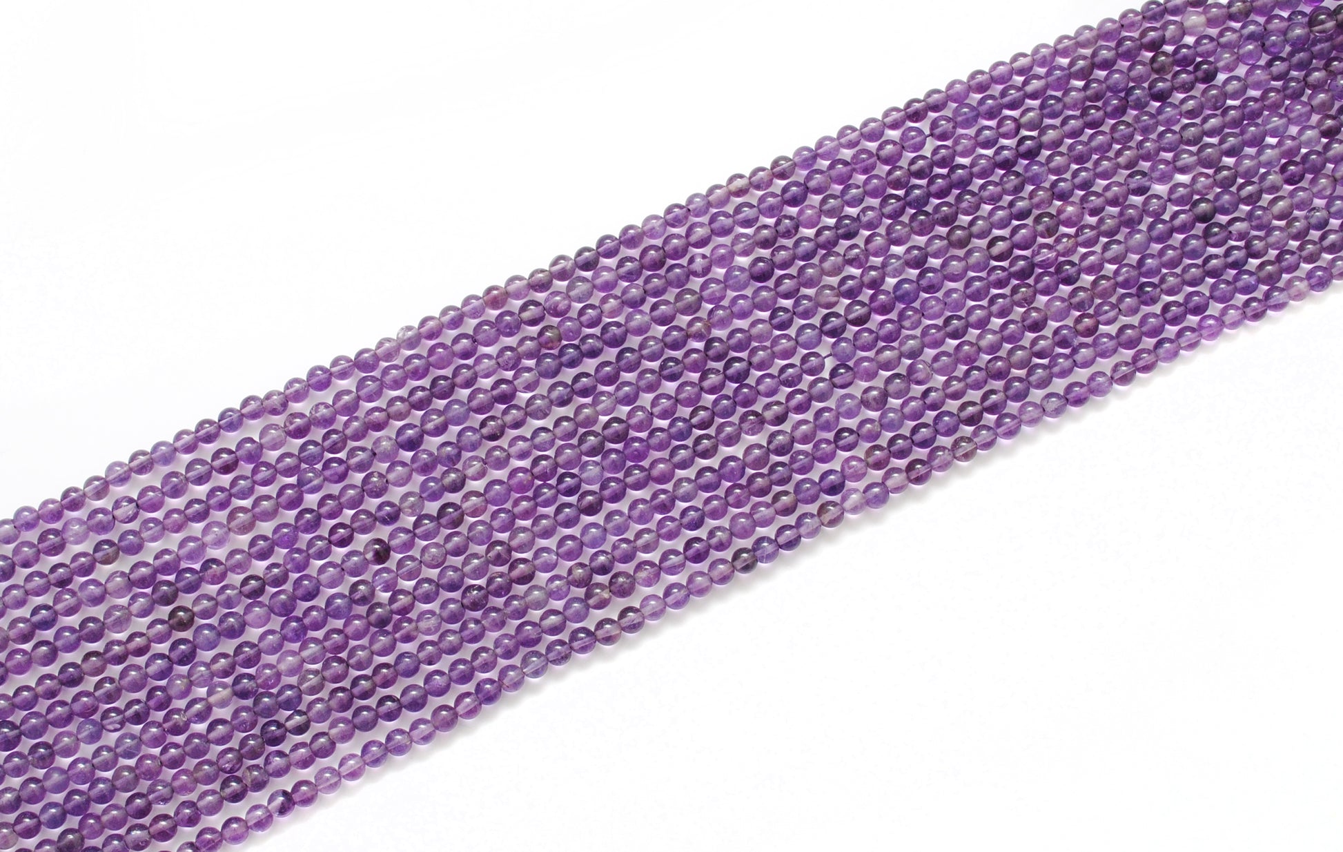 Amethyst smooth round beads for bracelet necklace - side profile