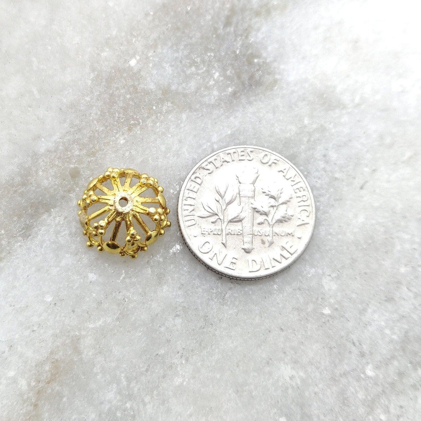 Antique 18K gold fancy cap - overhead view Jaipur