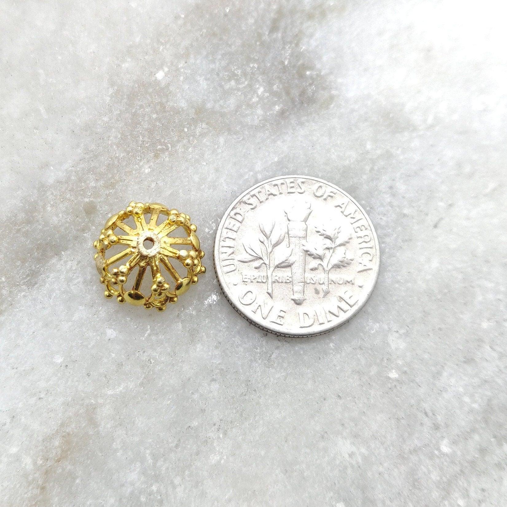 Antique 18K gold fancy cap - overhead view Jaipur