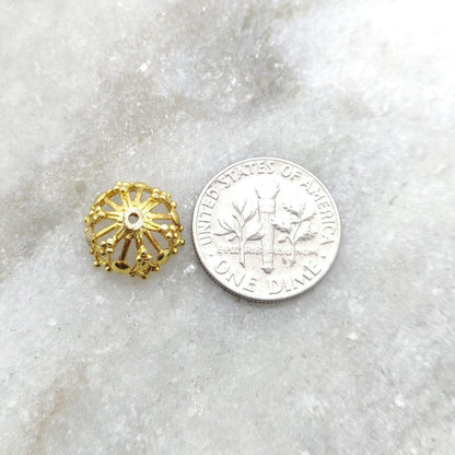 Antique 18K gold fancy cap - overhead view Jaipur