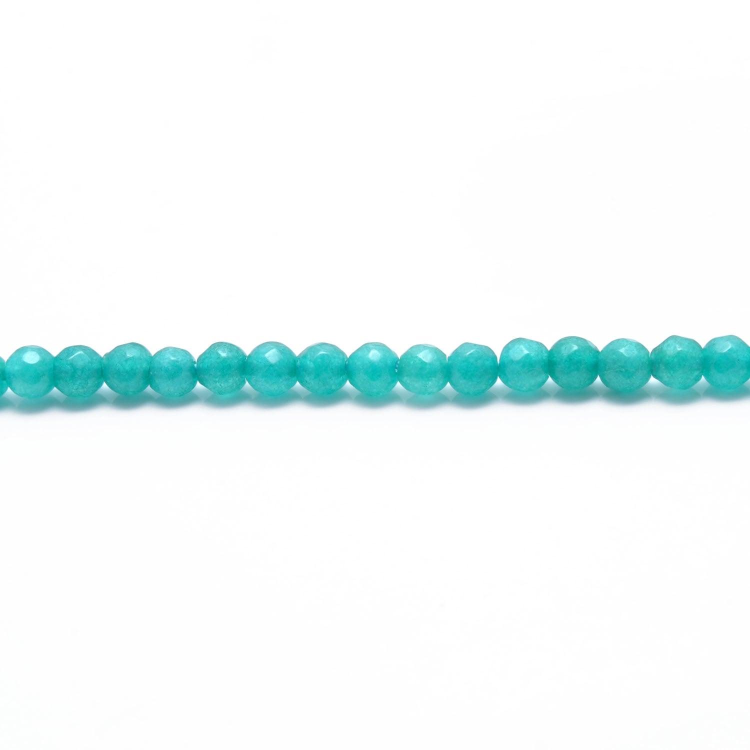 Aqua quartz faceted round beads - wholesale bulk strand view