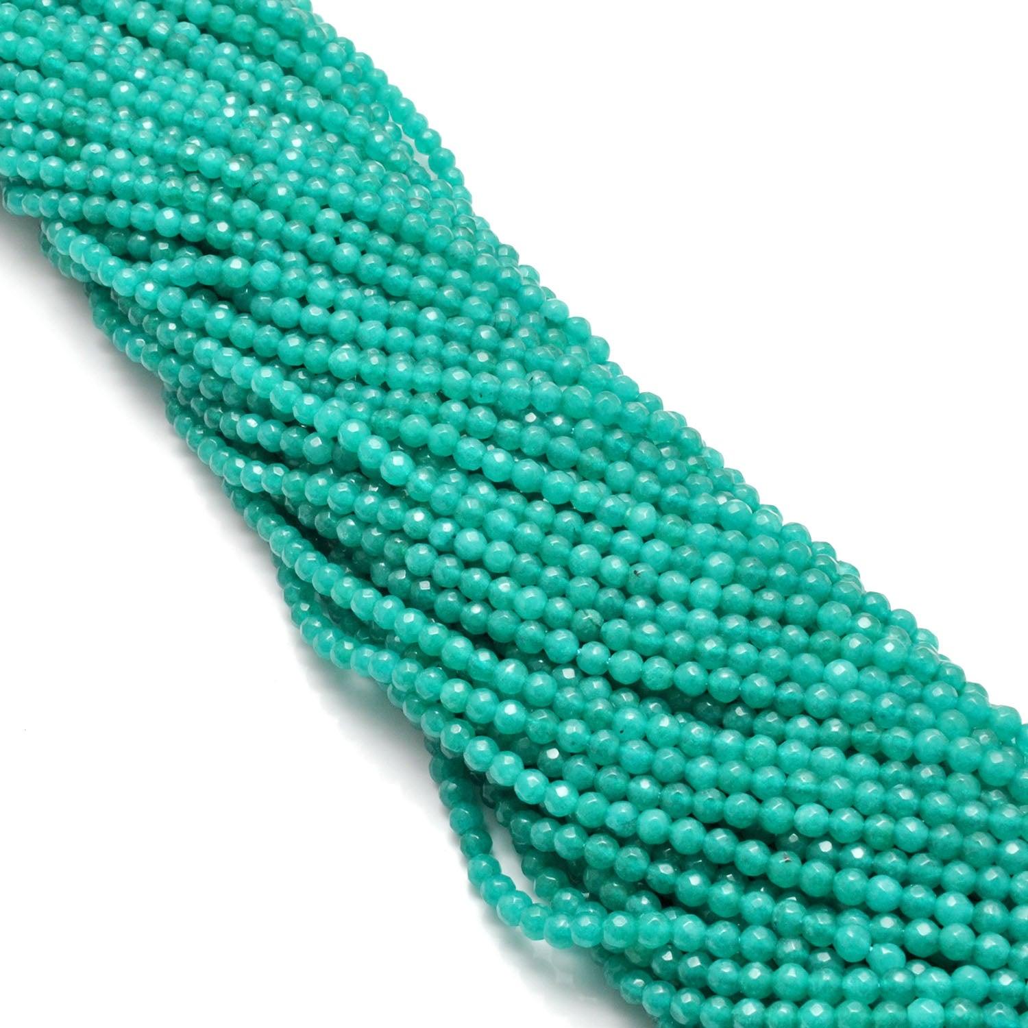 Aqua quartz round beads for jewelry making - scale reference