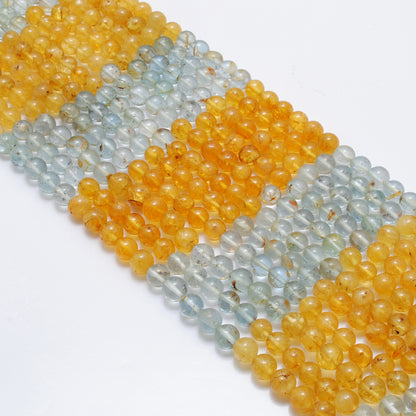 Aquamarine 6mm round beads - close-up blue-green color detail