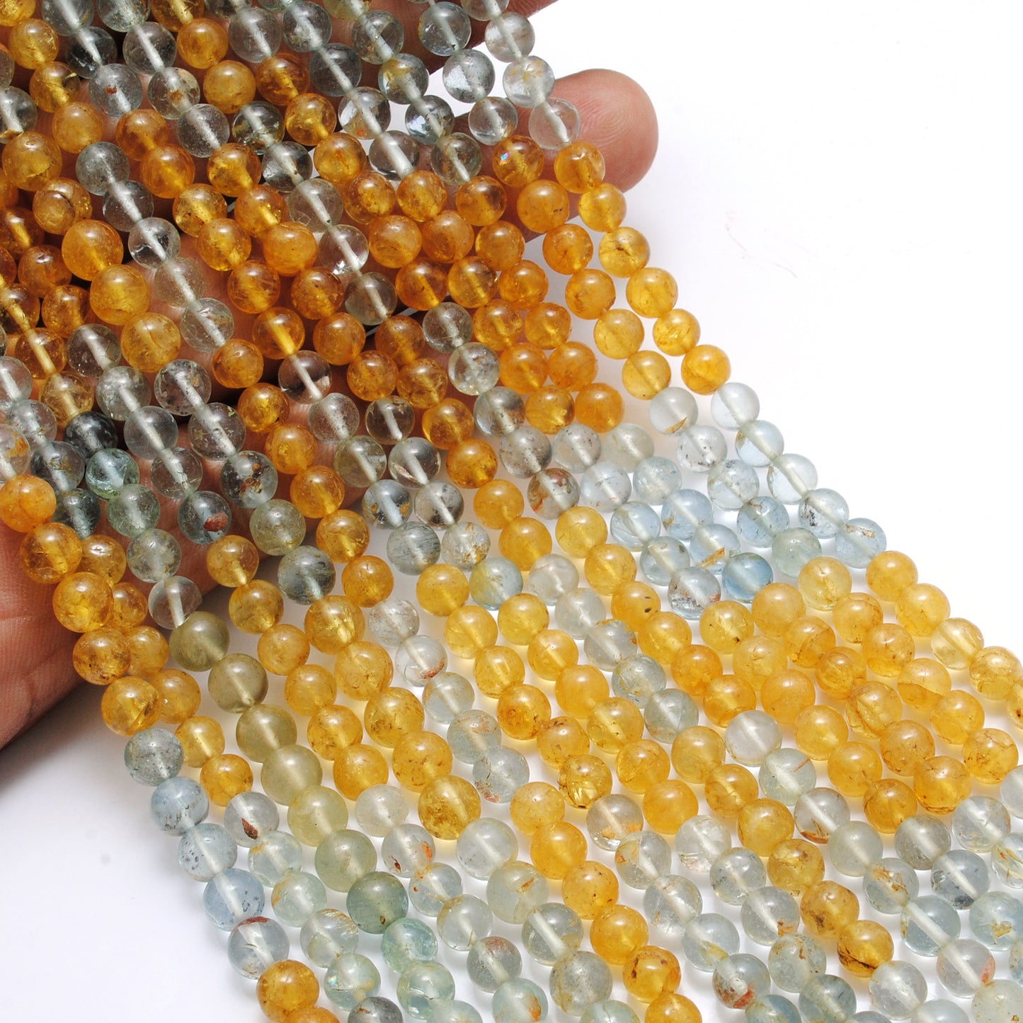Aquamarine gemstone beads March birthstone - side profile loose