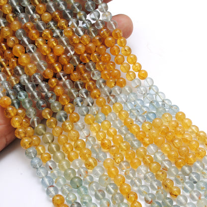 Aquamarine gemstone beads March birthstone - side profile loose