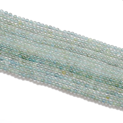 Aquamarine round beads 4-5mm - close-up blue-green color range