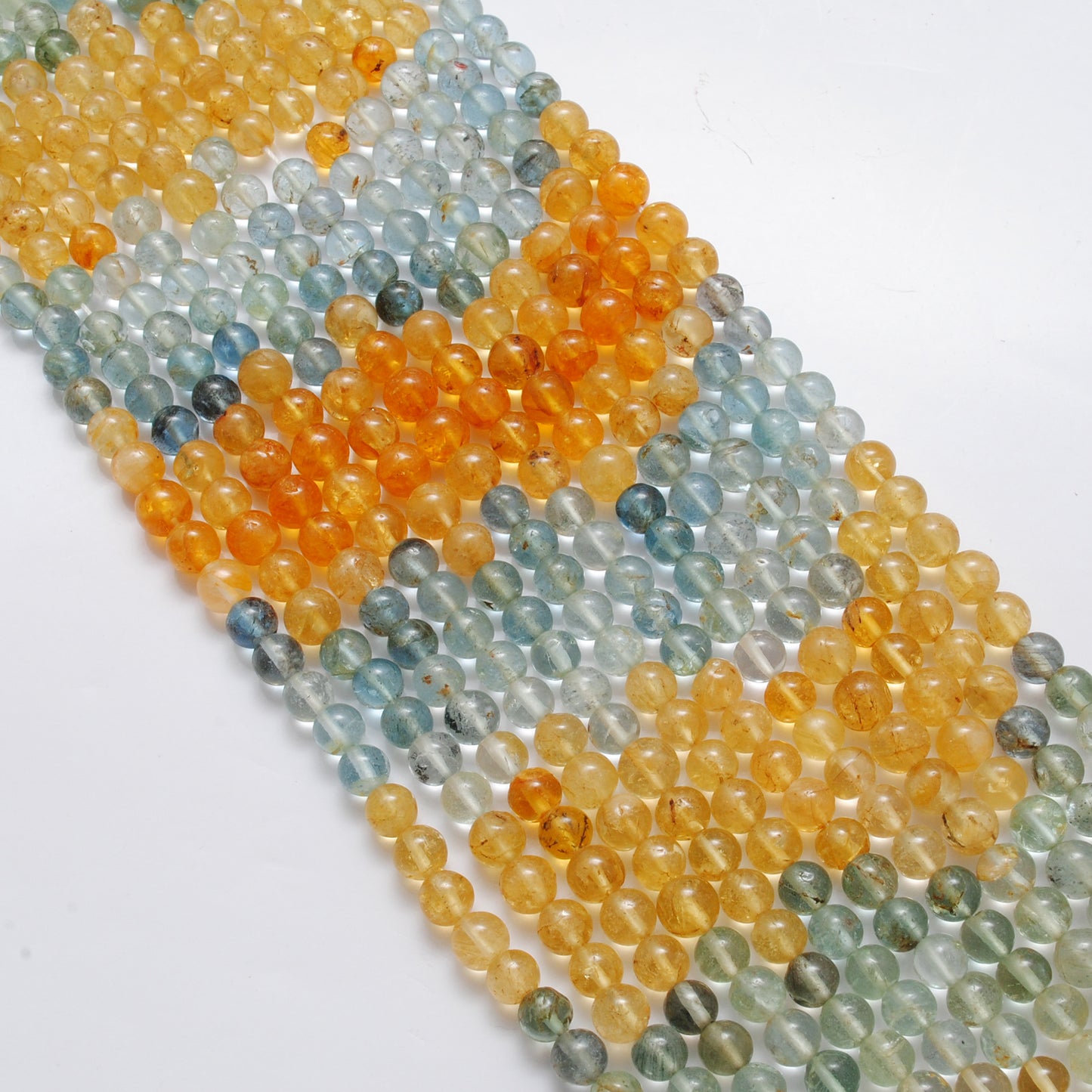Aquamarine round beads 5.5mm - close-up blue-green color detail