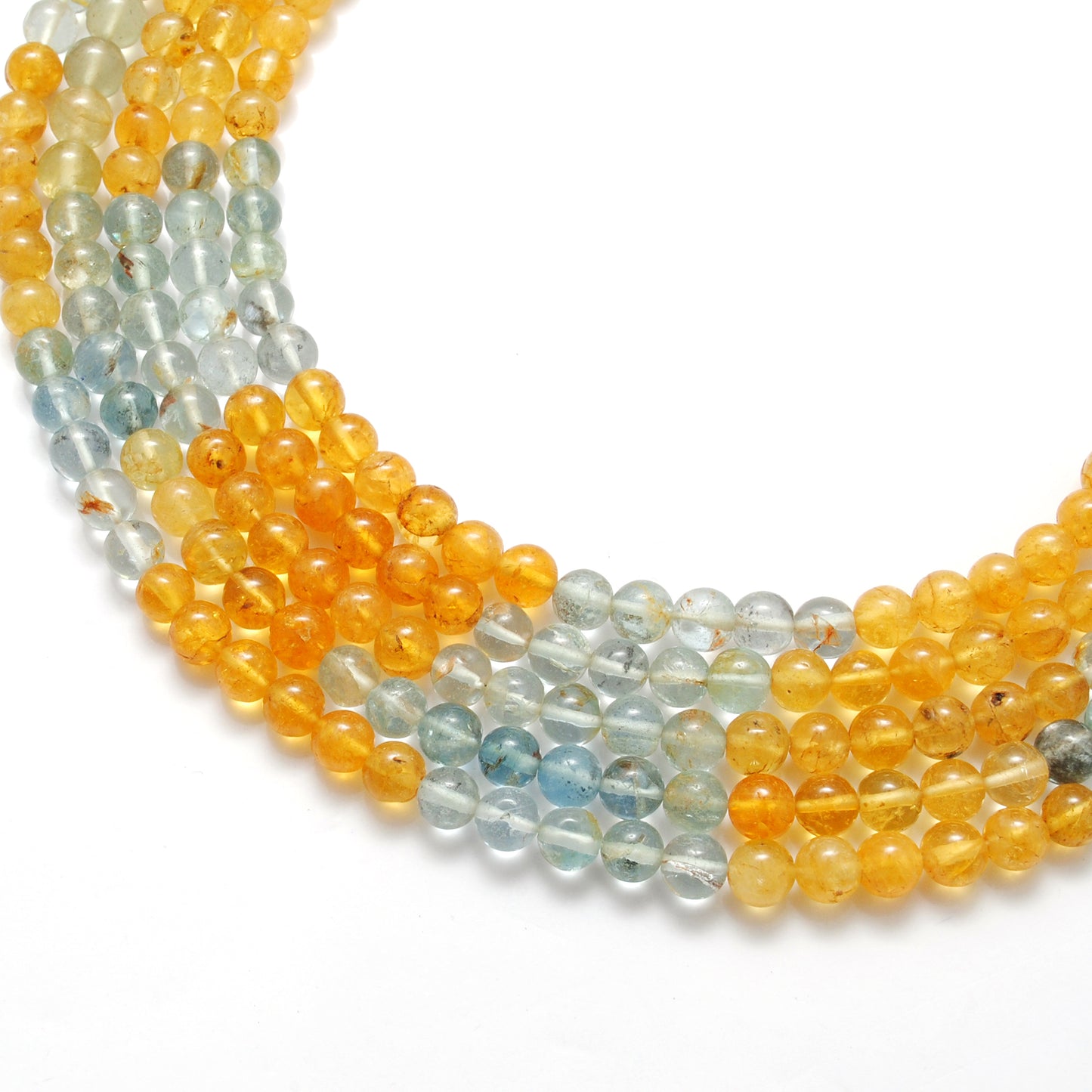 Aquamarine round gemstone beads 5.5-6mm 15 inch strand - front view
