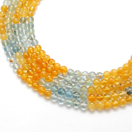 Aquamarine round gemstone beads 5.5-6mm 15 inch strand - front view