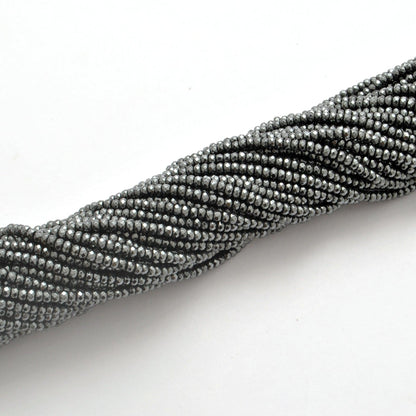 Black hematite faceted beads for jewelry making - scale reference