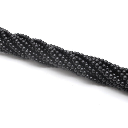 Black onyx plain round beads for classic jewelry - side profile
