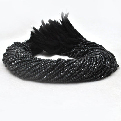 Black spinel 4mm rondelle beads for dark jewelry - side profile