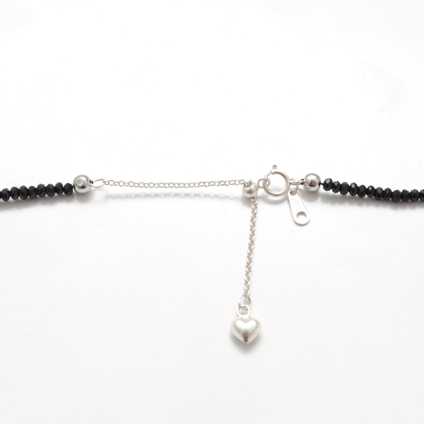 Black Spinel Beaded Necklace Gift for Her - Clasp and Length Detail