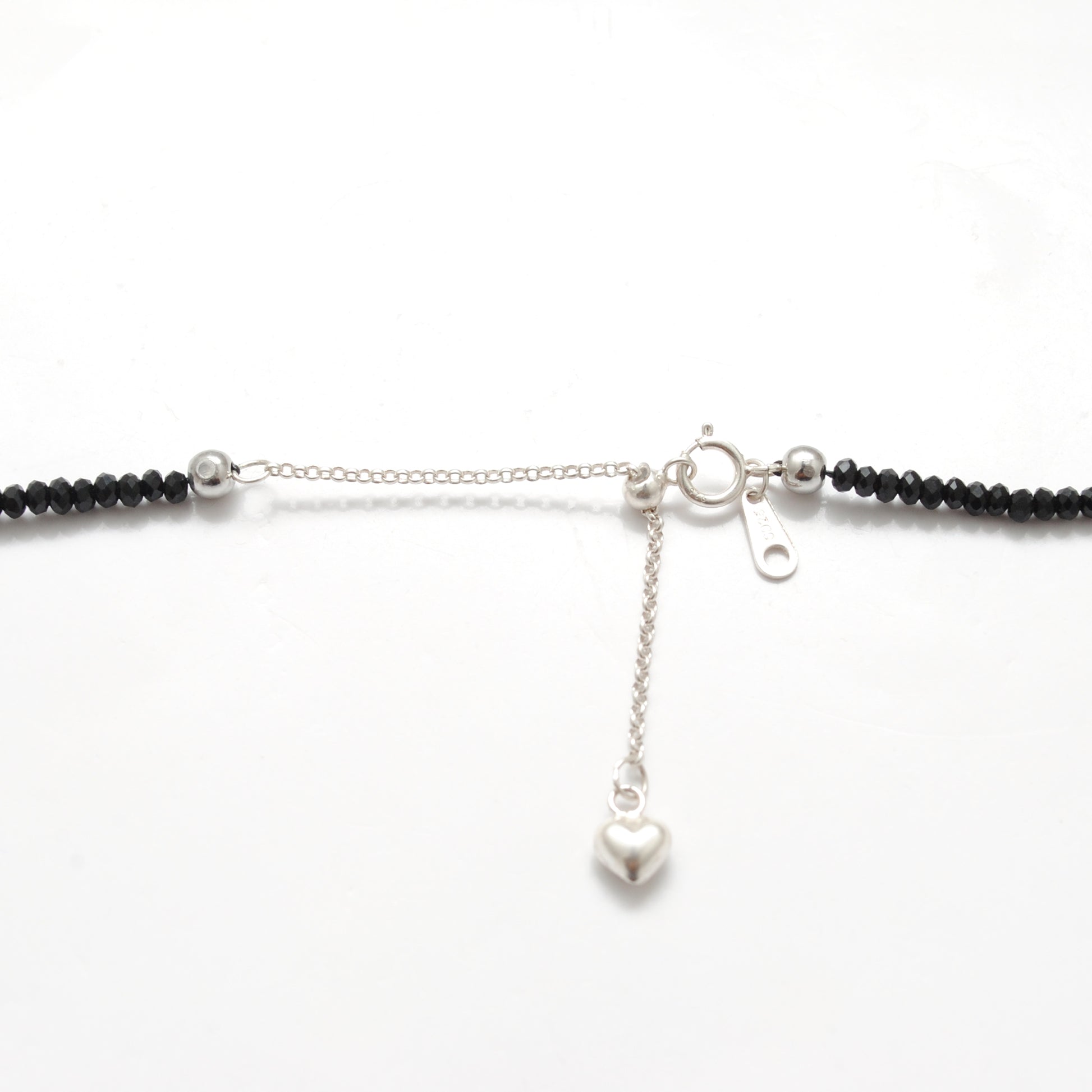 Black Spinel Beaded Necklace Gift for Her - Clasp and Length Detail