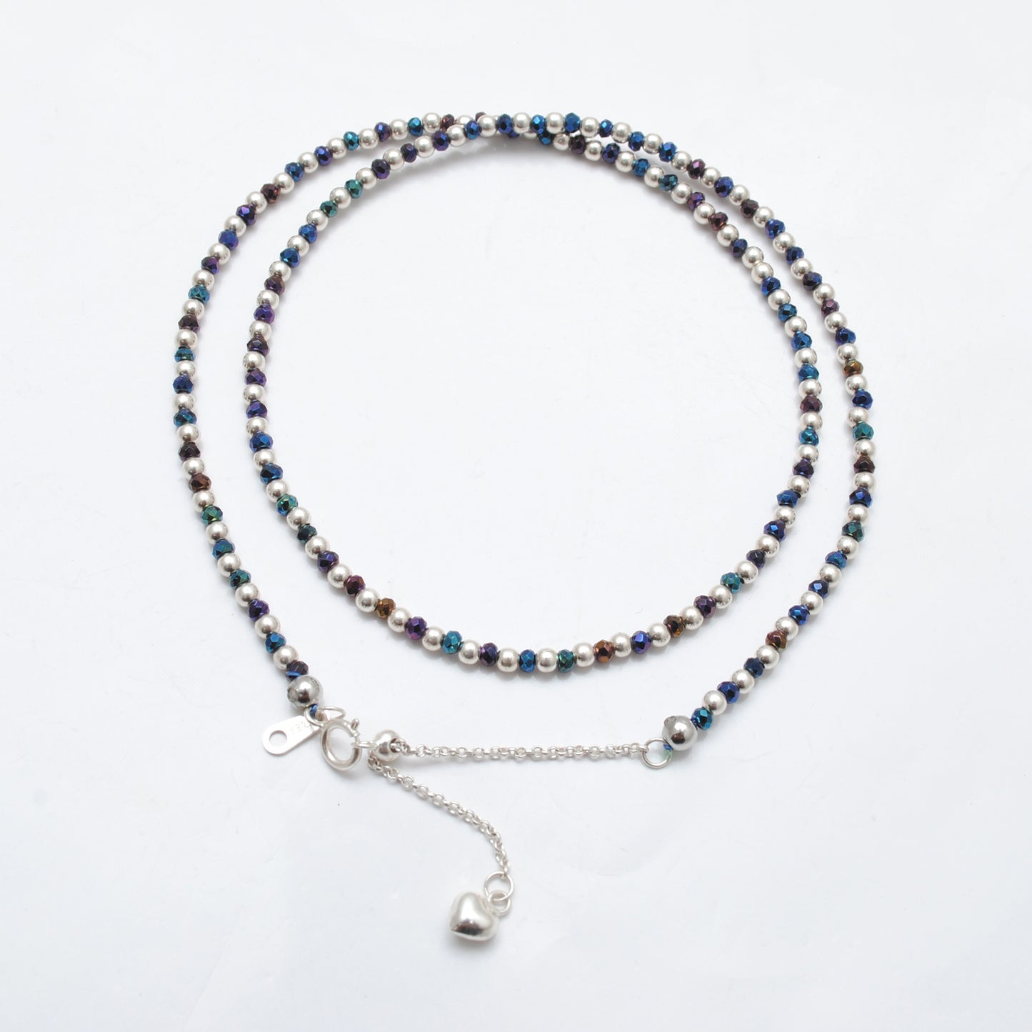 Black Spinel Blue Mystic Charm Necklace - Close-Up Detail