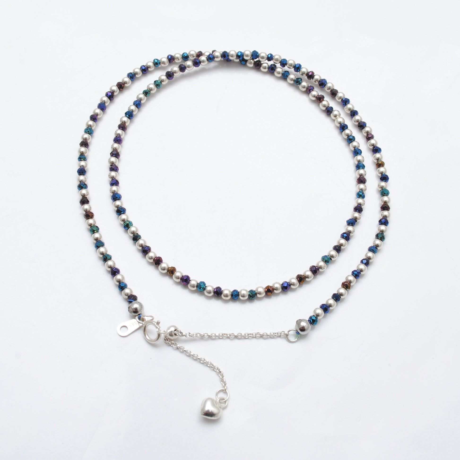 Black Spinel Blue Mystic Charm Necklace - Close-Up Detail