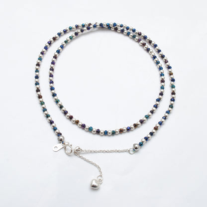 Black Spinel Blue Mystic Charm Necklace - Close-Up Detail