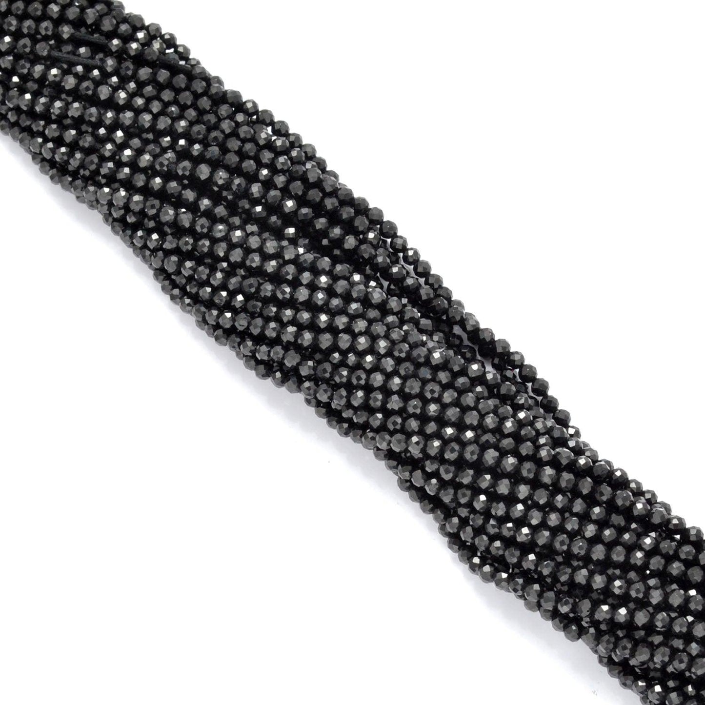 Black spinel faceted beads for dark jewelry - side profile