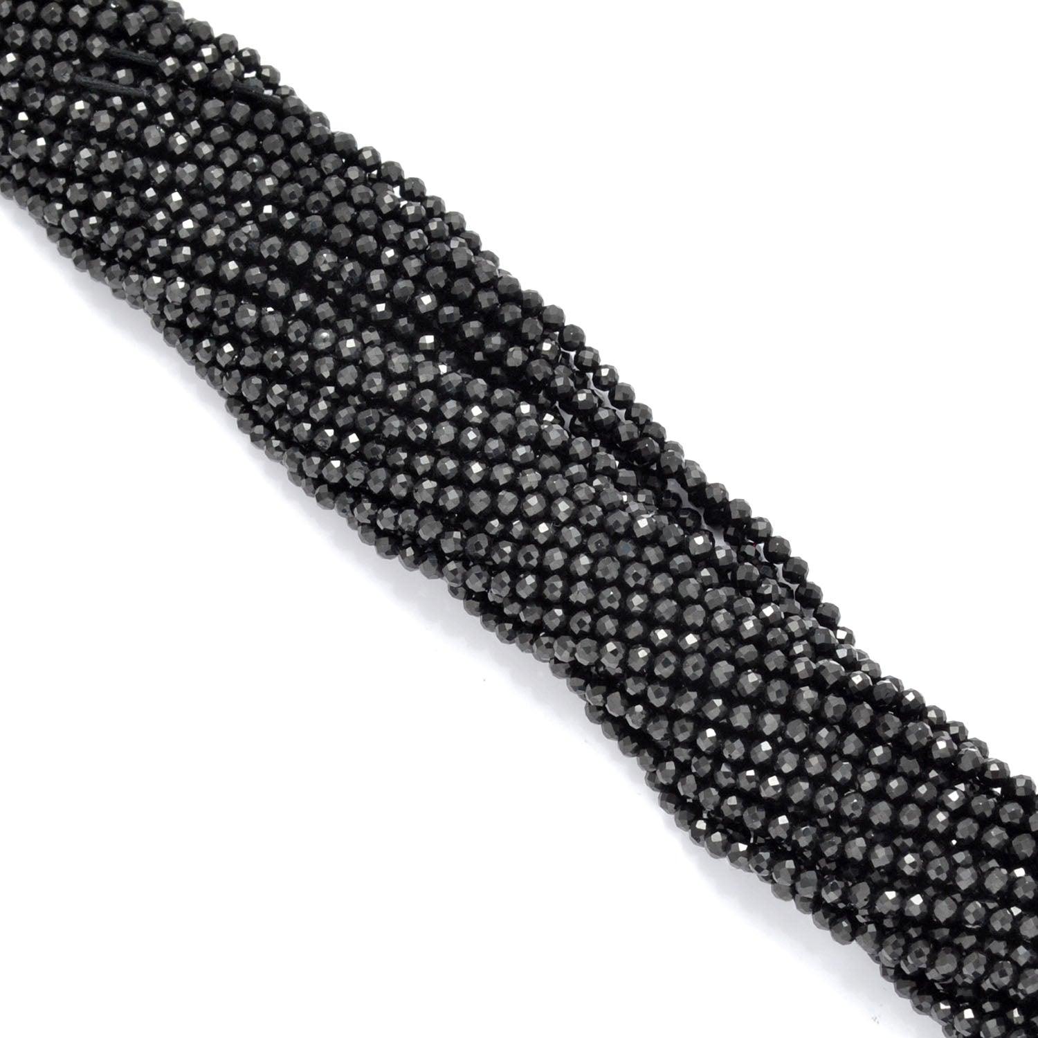 Black spinel faceted beads for dark jewelry - side profile