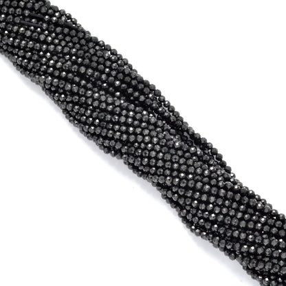 Black spinel faceted beads for dark jewelry - side profile