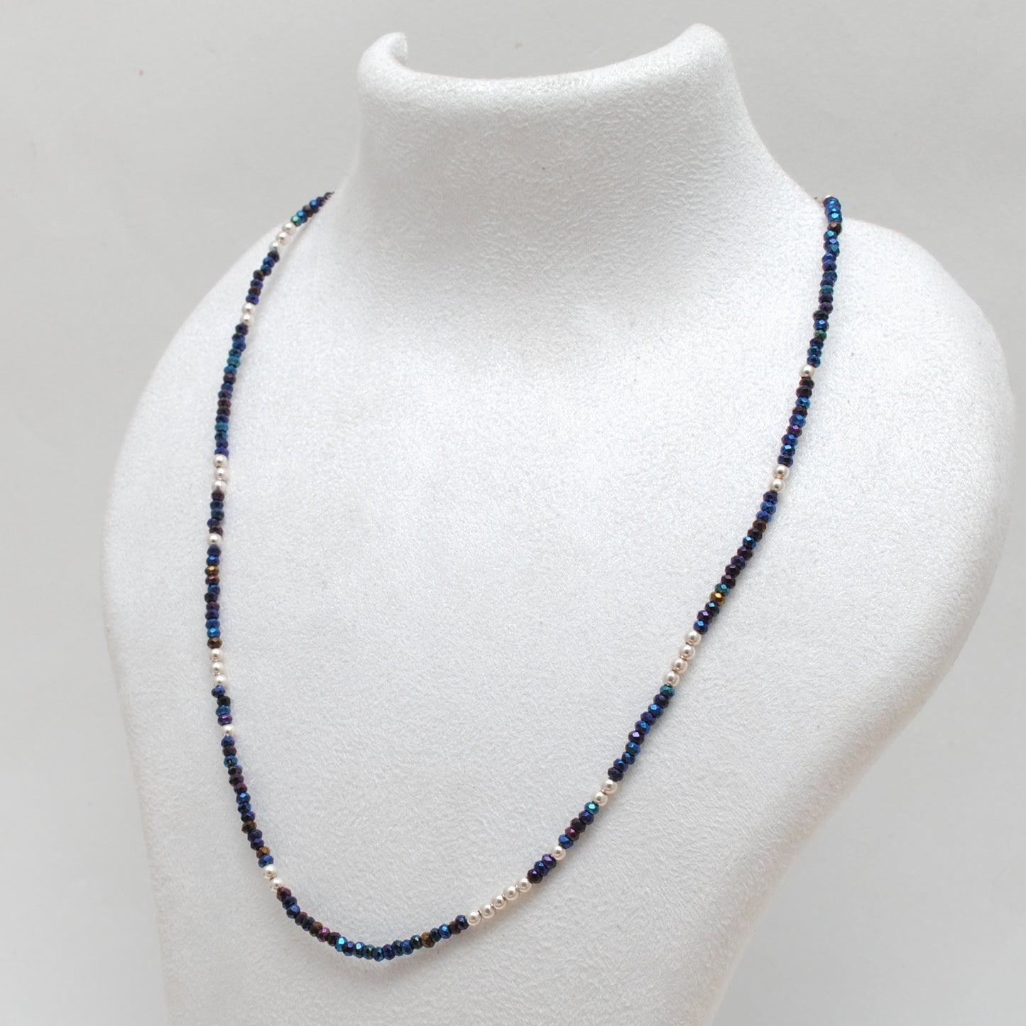 Black Spinel Mystic Beaded Necklace - Side Profile Iridescent