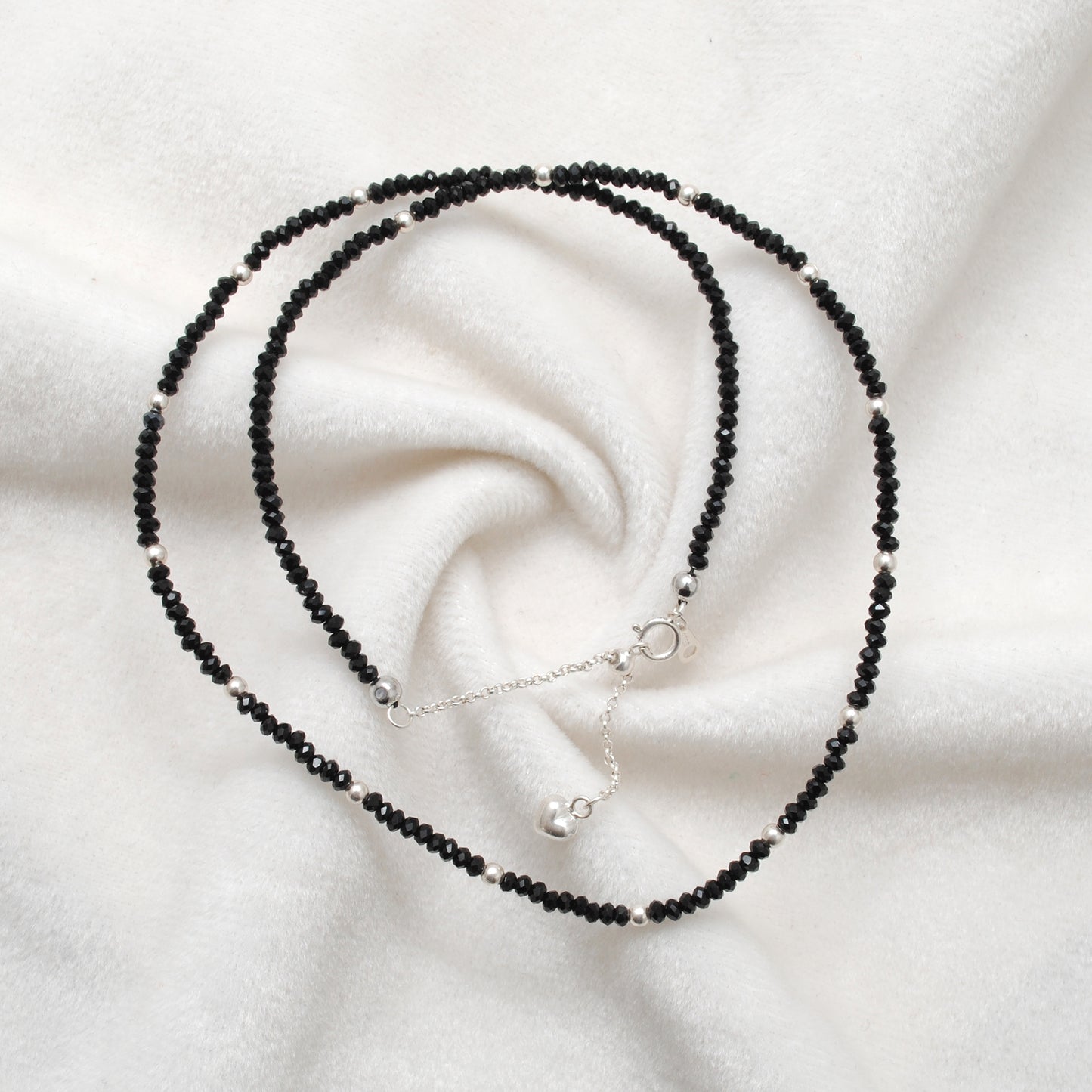 Black Spinel Strand Necklace for Women - Side Profile Lustrous