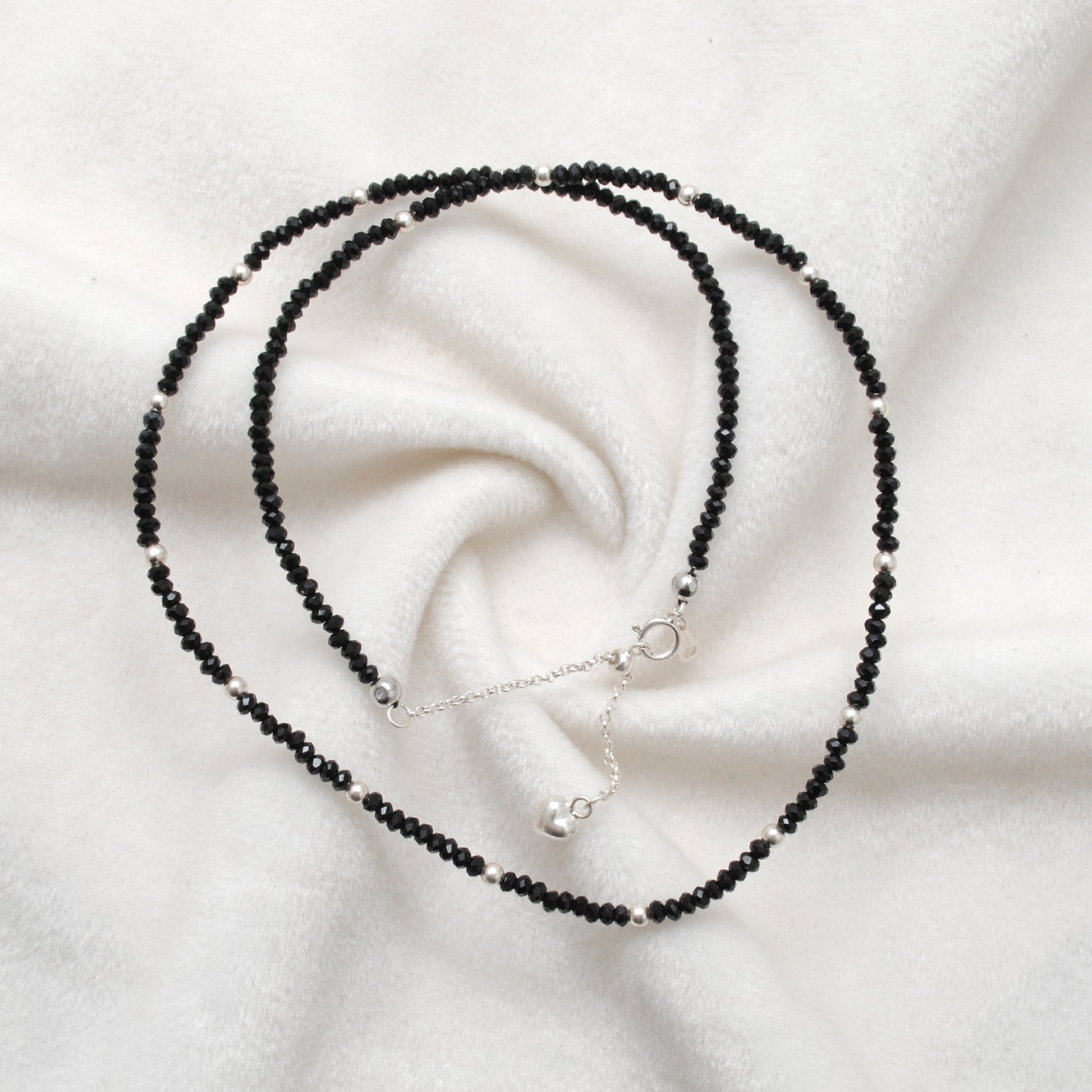Black Spinel Strand Necklace for Women - Side Profile Lustrous