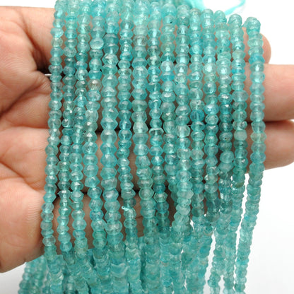 Blue apatite faceted rondelle wholesale strand - Jaipur quality
