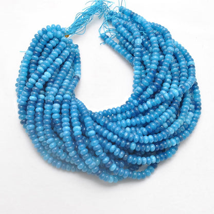 Blue apatite quartz rondelle beads strand 15 inch - overhead flat lay