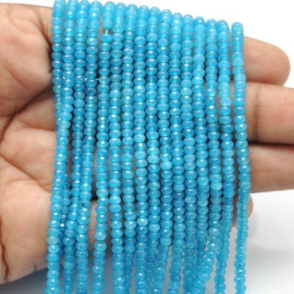 Blue apatite quartz rondelle strand - light play faceted sparkle
