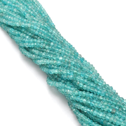 Blue apatite rondelle beads for bold jewelry - side profile