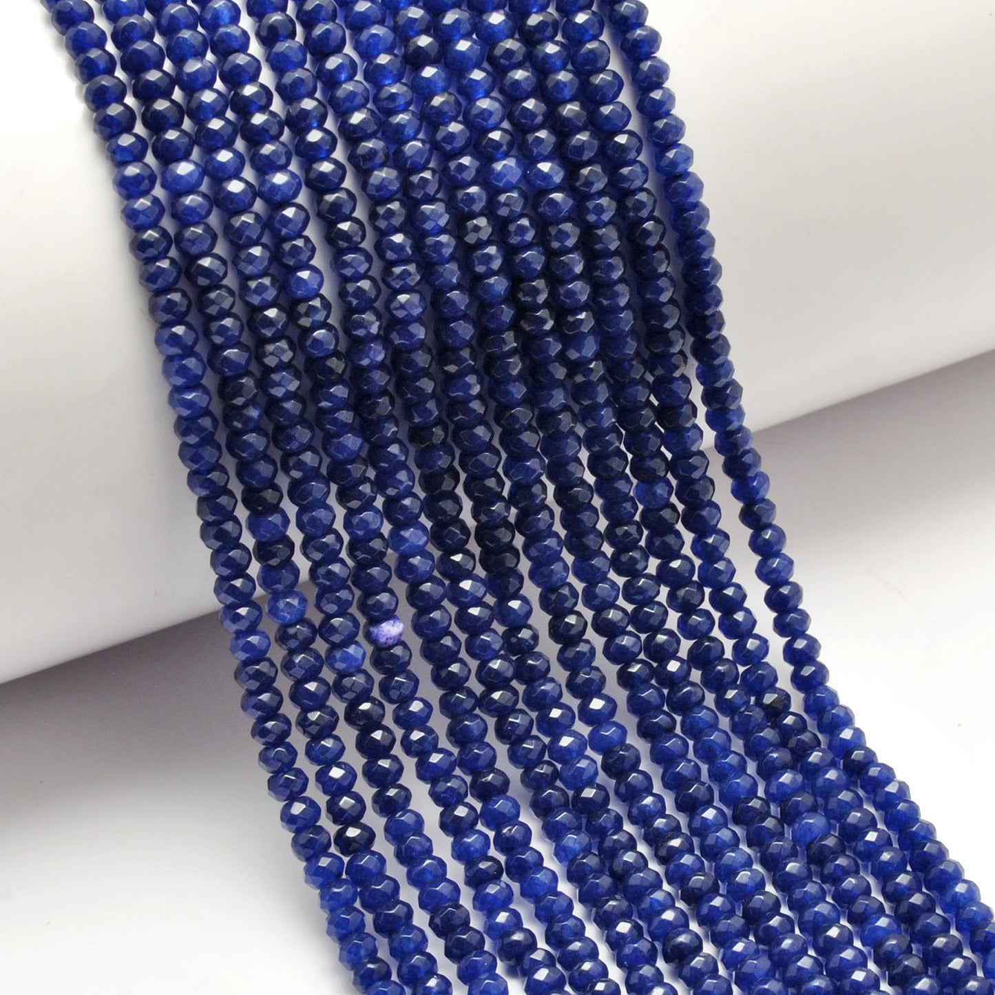Blue quartz faceted rondelle beads - finished bracelet example