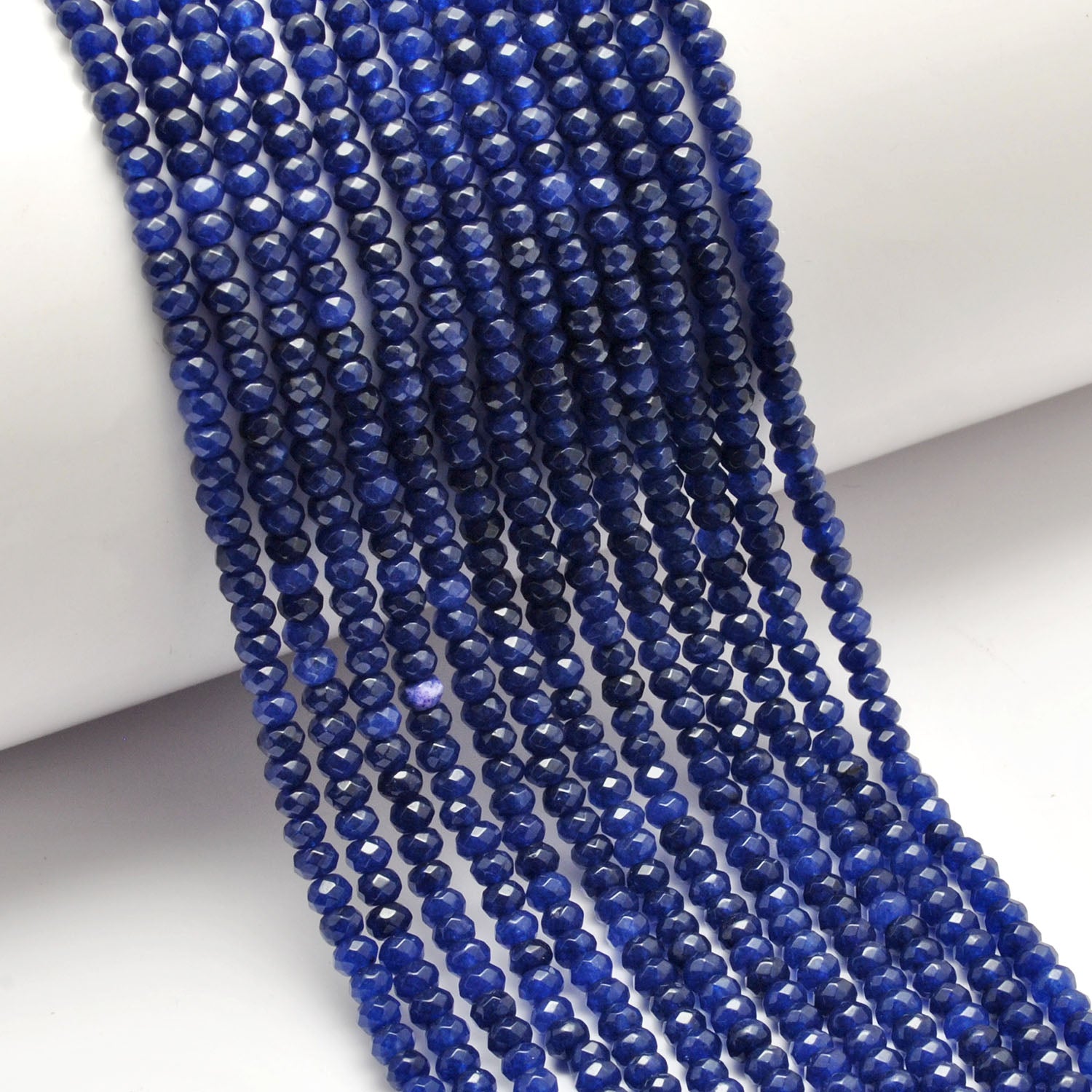 Blue quartz faceted rondelle beads - finished bracelet example