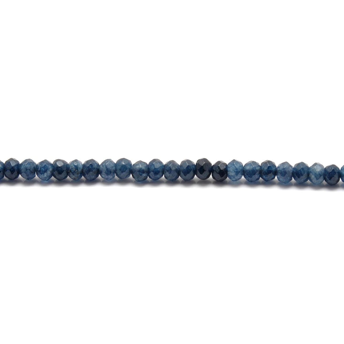 Blue quartz faceted rondelle strand - loose scattered crystal view