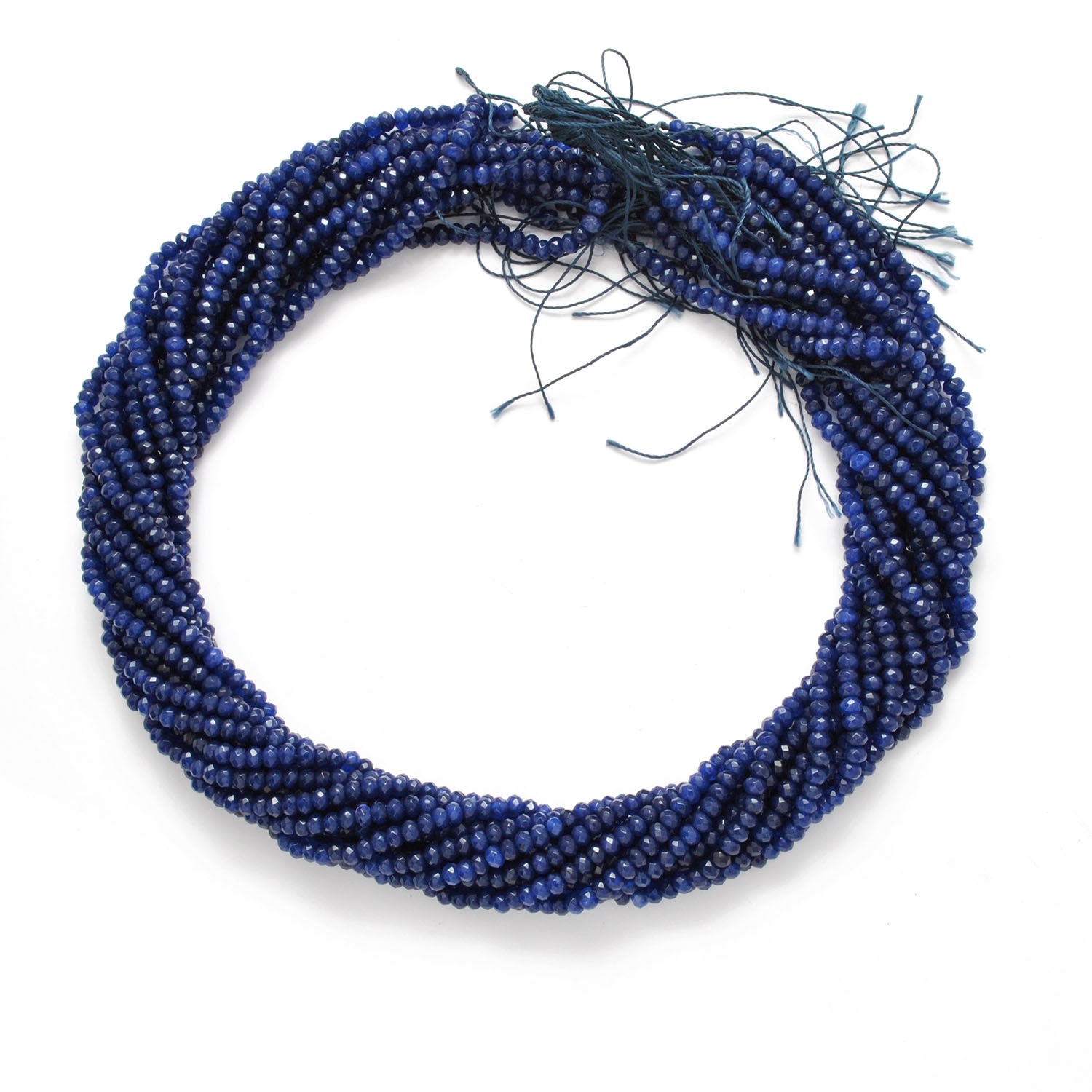 Blue quartz rondelle beads - close-up disc shape faceted detail
