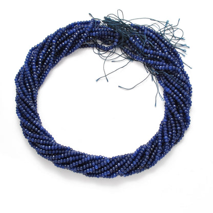 Blue quartz rondelle beads - close-up disc shape faceted detail