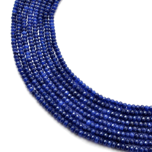Blue quartz rondelle faceted beads 13.5 inch strand - front view