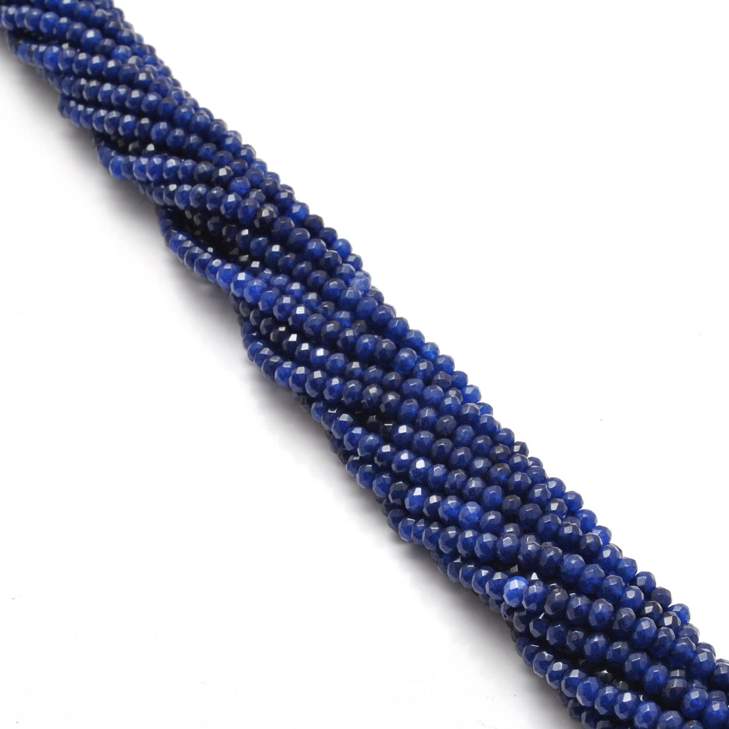 Blue quartz rondelle faceted beads - side profile spacer bead view