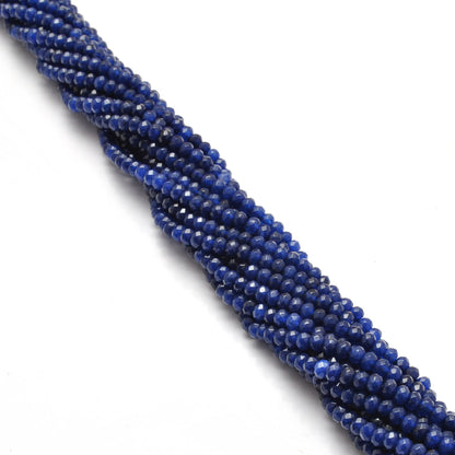 Blue quartz rondelle faceted beads - side profile spacer bead view