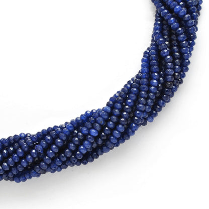 Blue quartz rondelle strand 13.5 inch - overhead flat lay