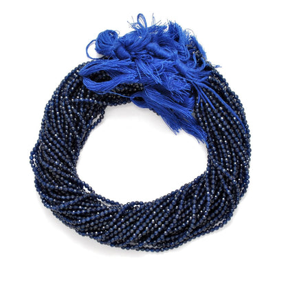 Blue quartz round beads 13.5 inch - close-up faceted detail