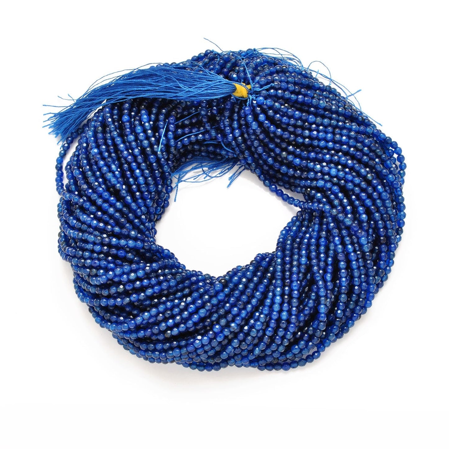 Blue quartz round beads - close-up soft periwinkle blue color