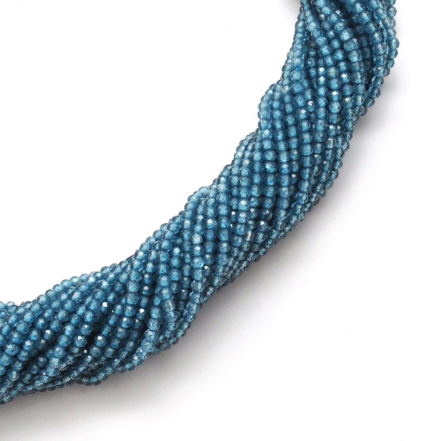 Blue quartz round beads for jewelry making - scale reference