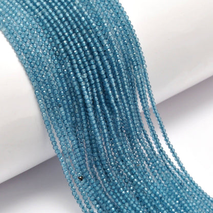 Blue quartz round faceted beads - close-up periwinkle color detail