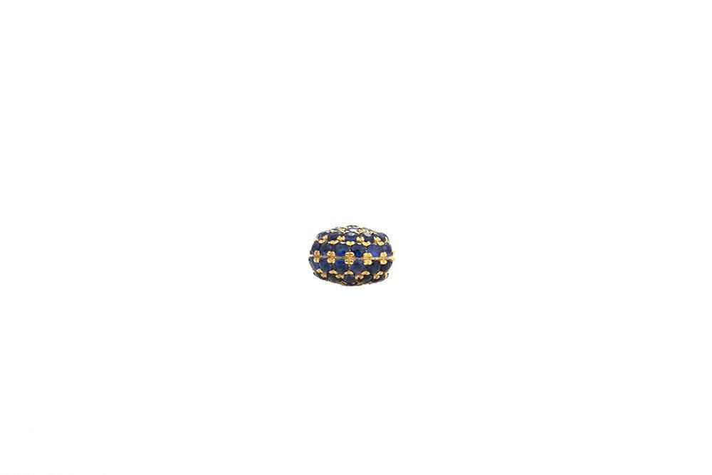 Blue Sapphire 14K Gold Ball Spacer Bead – Overhead View