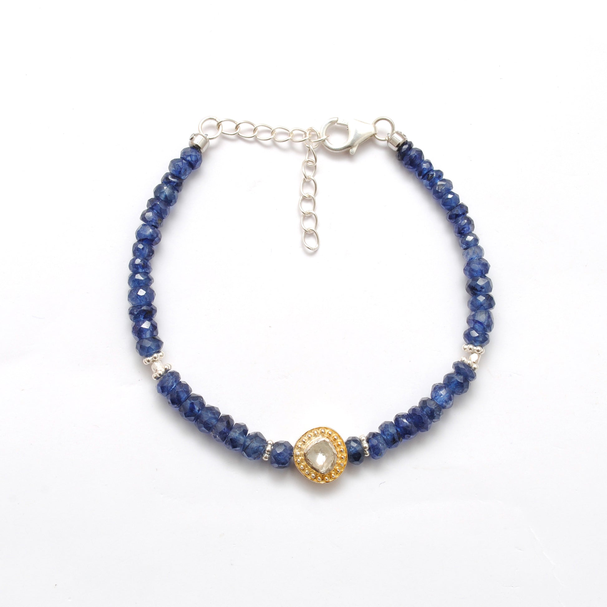 Blue Sapphire Diamond Bracelet for Women - Wrist Styled View