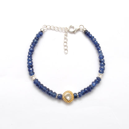 Blue Sapphire Diamond Bracelet for Women - Wrist Styled View
