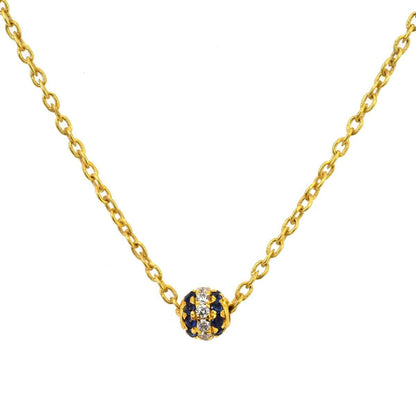 Blue Sapphire Diamond Pavé Ball Spacer 14K Gold – Close-Up Detail