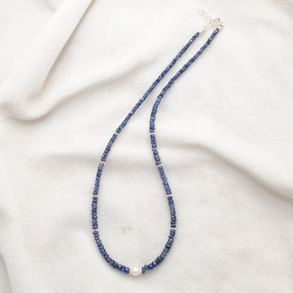 Blue Sapphire Faceted Beaded Necklace Gift for Her - Clasp Detail