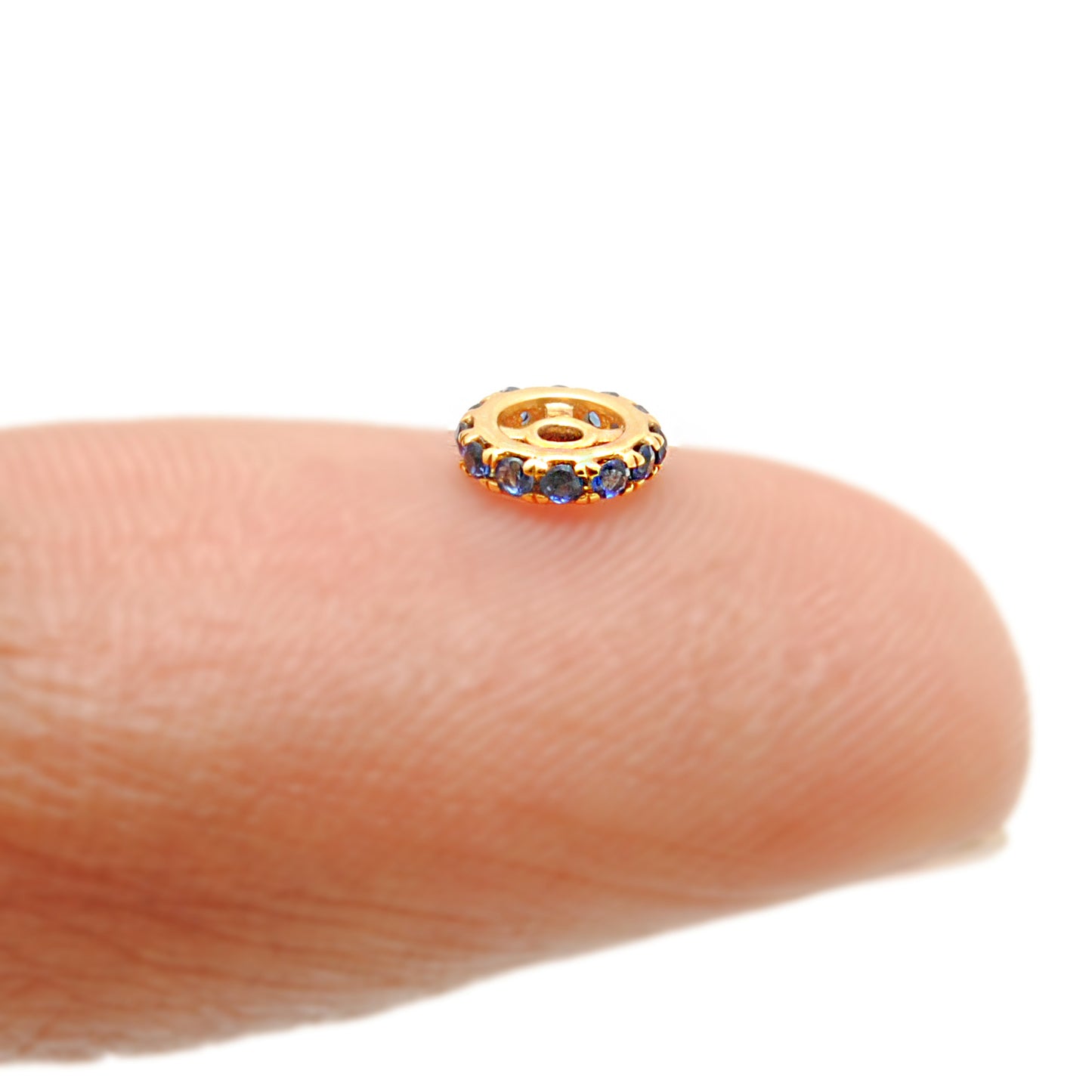 Blue Sapphire Gold Rondelle Spacer Finding – Lifestyle View